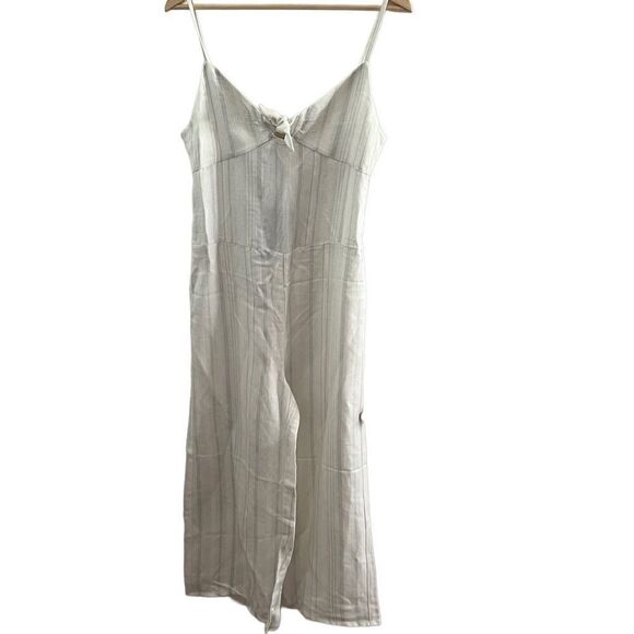 Chaser Ivory Grey Cropped Stripe Wide Leg Jumpsuit Women's Size M NWT - Picture 7 of 16